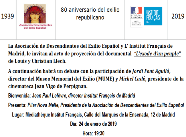 Proyección del documental «L´exode d´un peuple»
